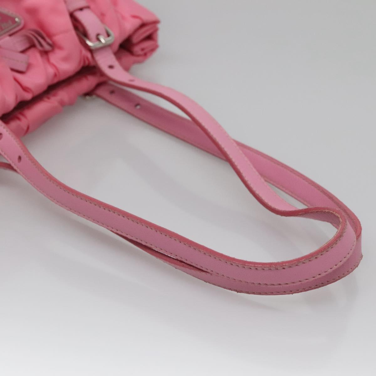 PRADA Tote Bag Nylon Pink Silver Auth 137462