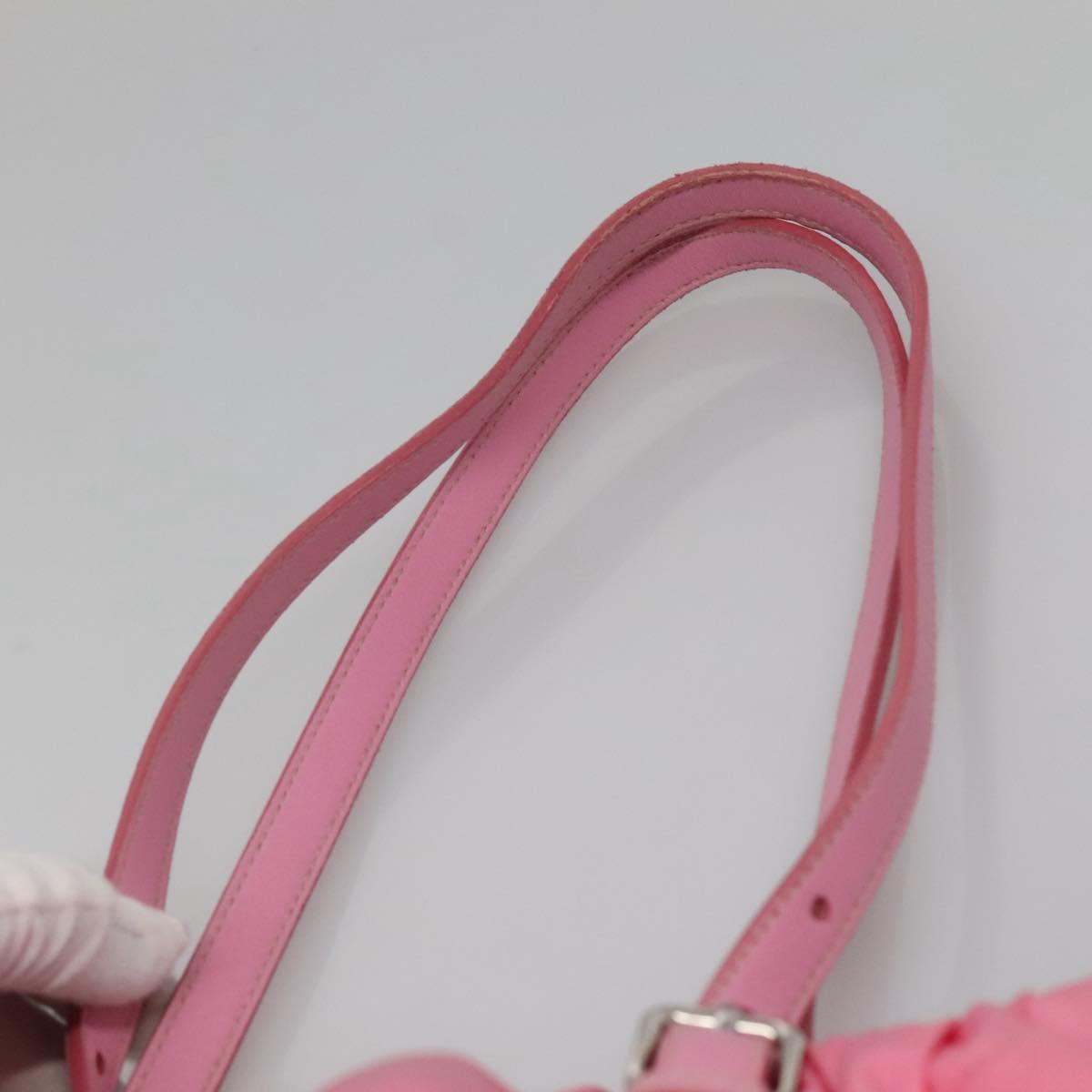 PRADA Tote Bag Nylon Pink Silver Auth 137462