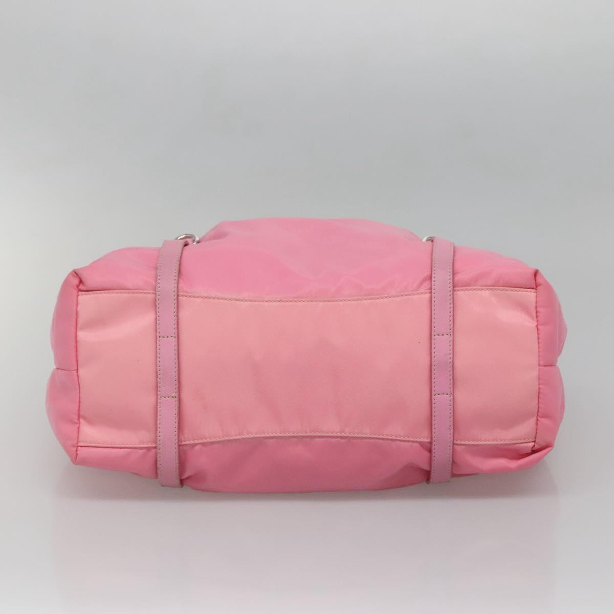 PRADA Tote Bag Nylon Pink Silver Auth 137462