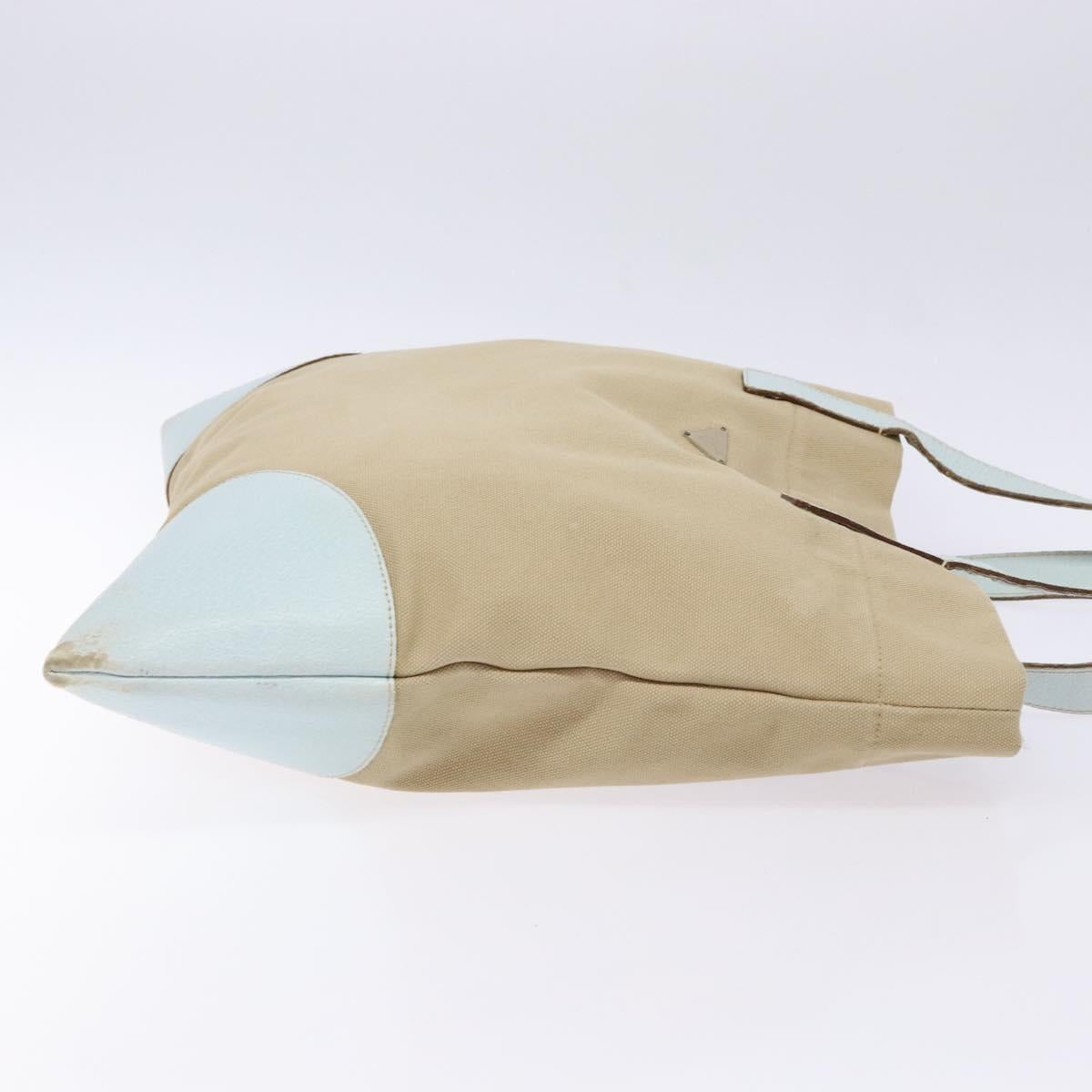 PRADA Tote Bag Canvas Beige Auth 137463