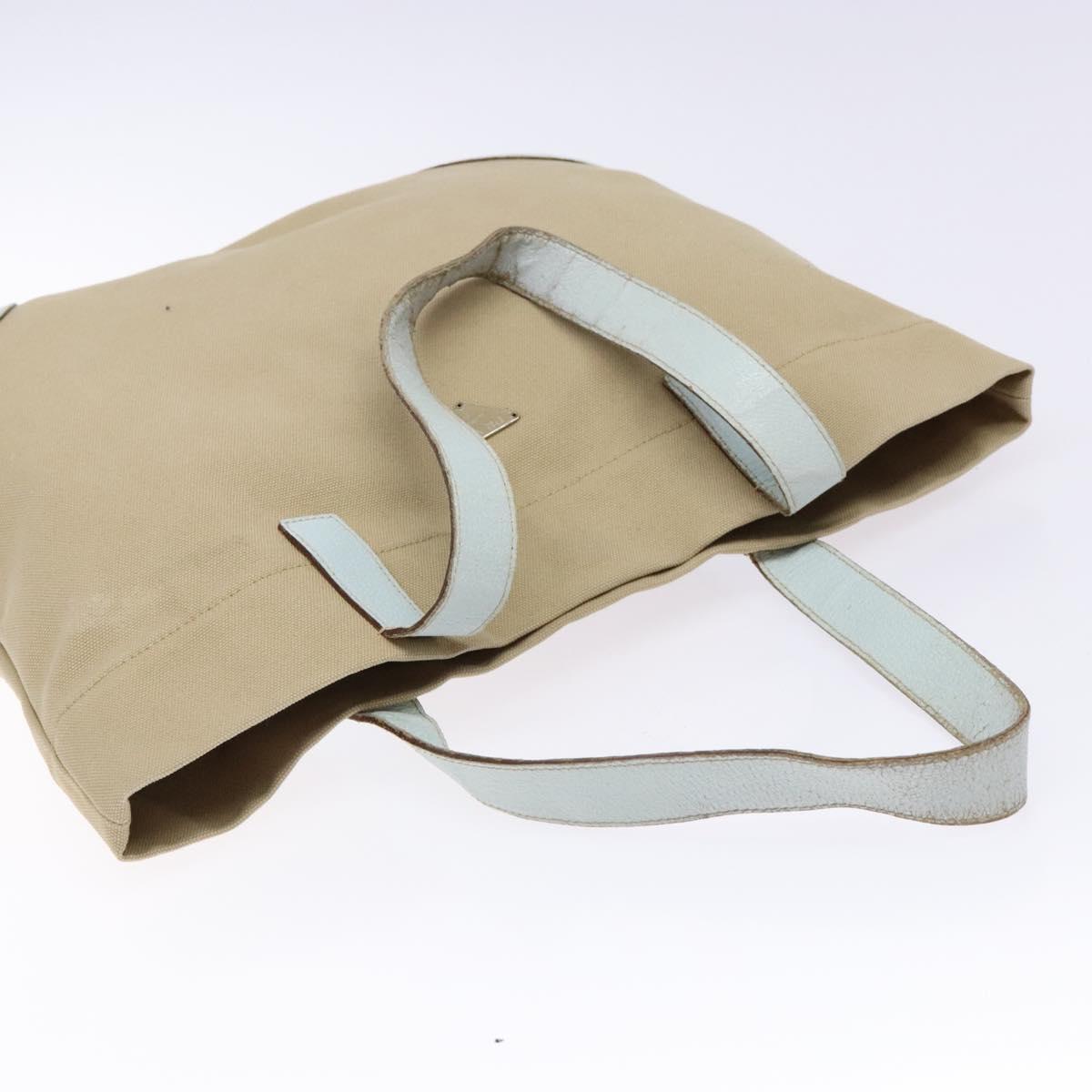 PRADA Tote Bag Canvas Beige Auth 137463