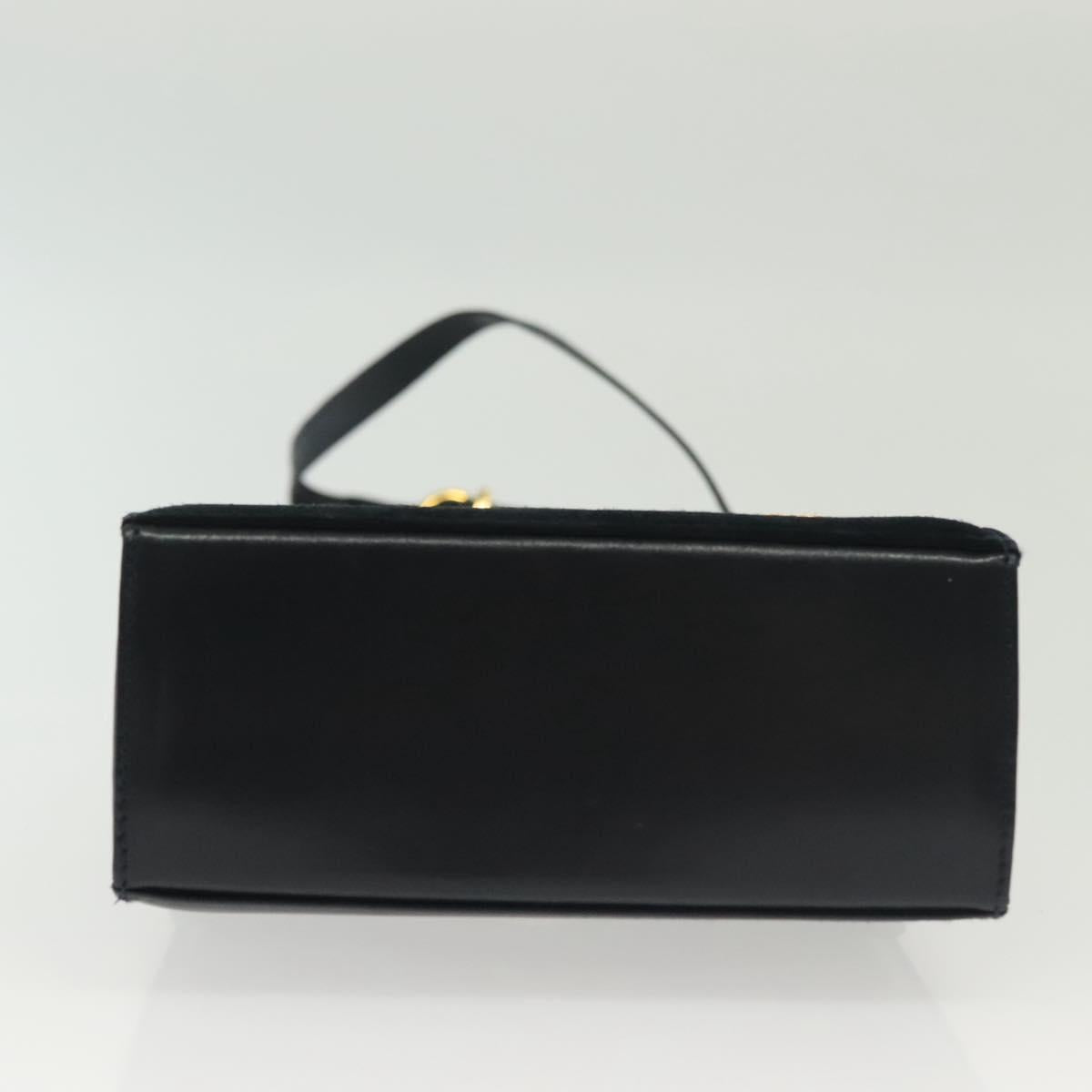 Salvatore Ferragamo Gancini Shoulder Bag Leather Suede Navy Gold Auth 137474