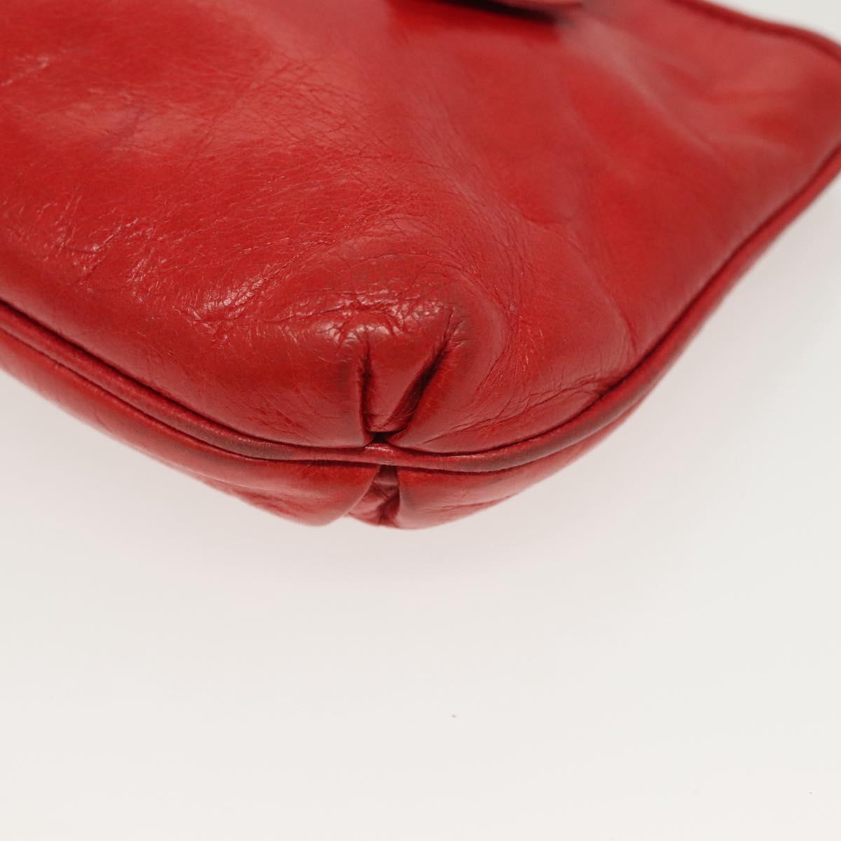 Miu Miu Pouch Leather Red Gold Auth 137485
