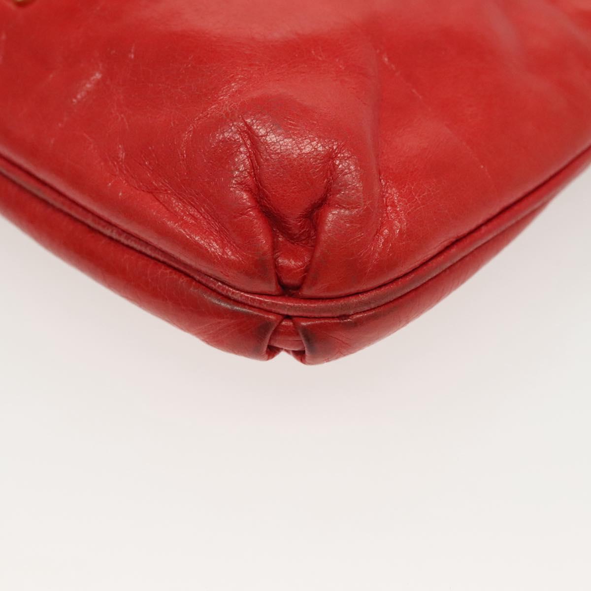 Miu Miu Pouch Leather Red Gold Auth 137485