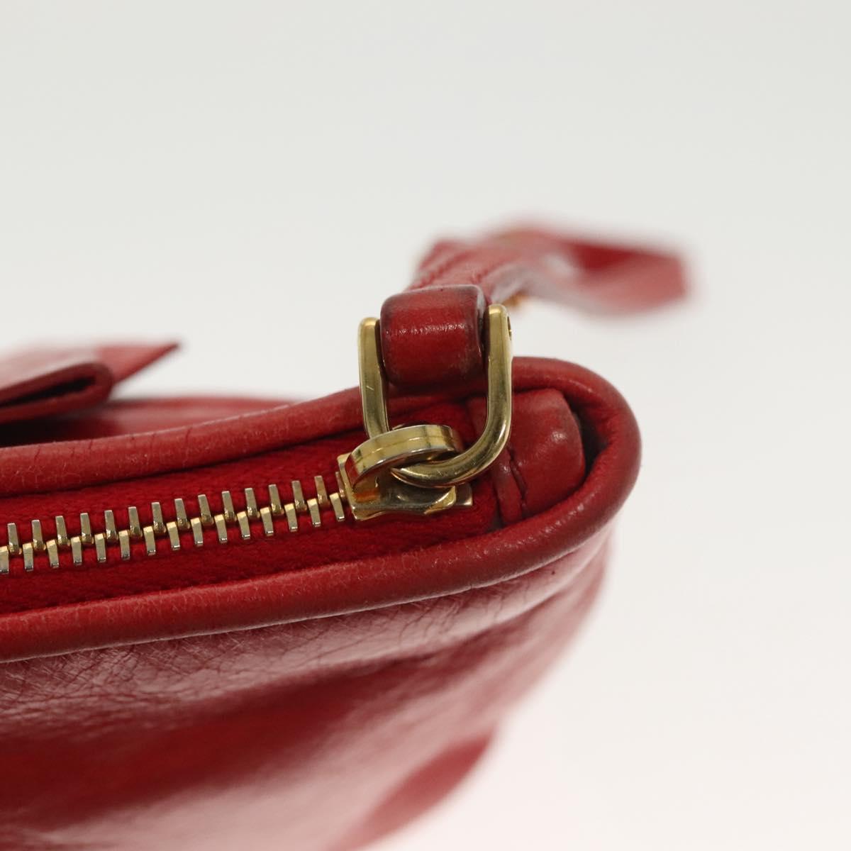 Miu Miu Pouch Leather Red Gold Auth 137485