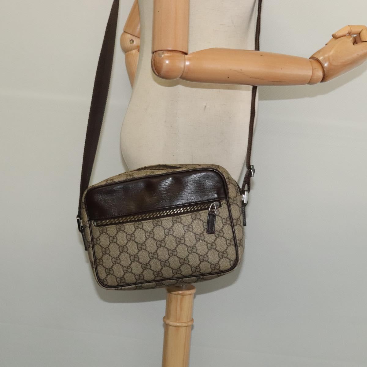 GUCCI GG Supreme Shoulder Bag PVC Beige Gold 114291 Auth 137489