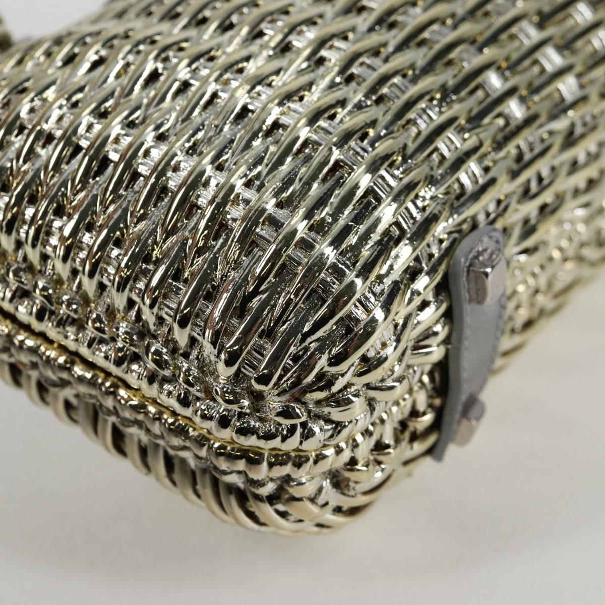Salvatore Ferragamo Gancini Hand Bag Rattan Gold Auth 137497V