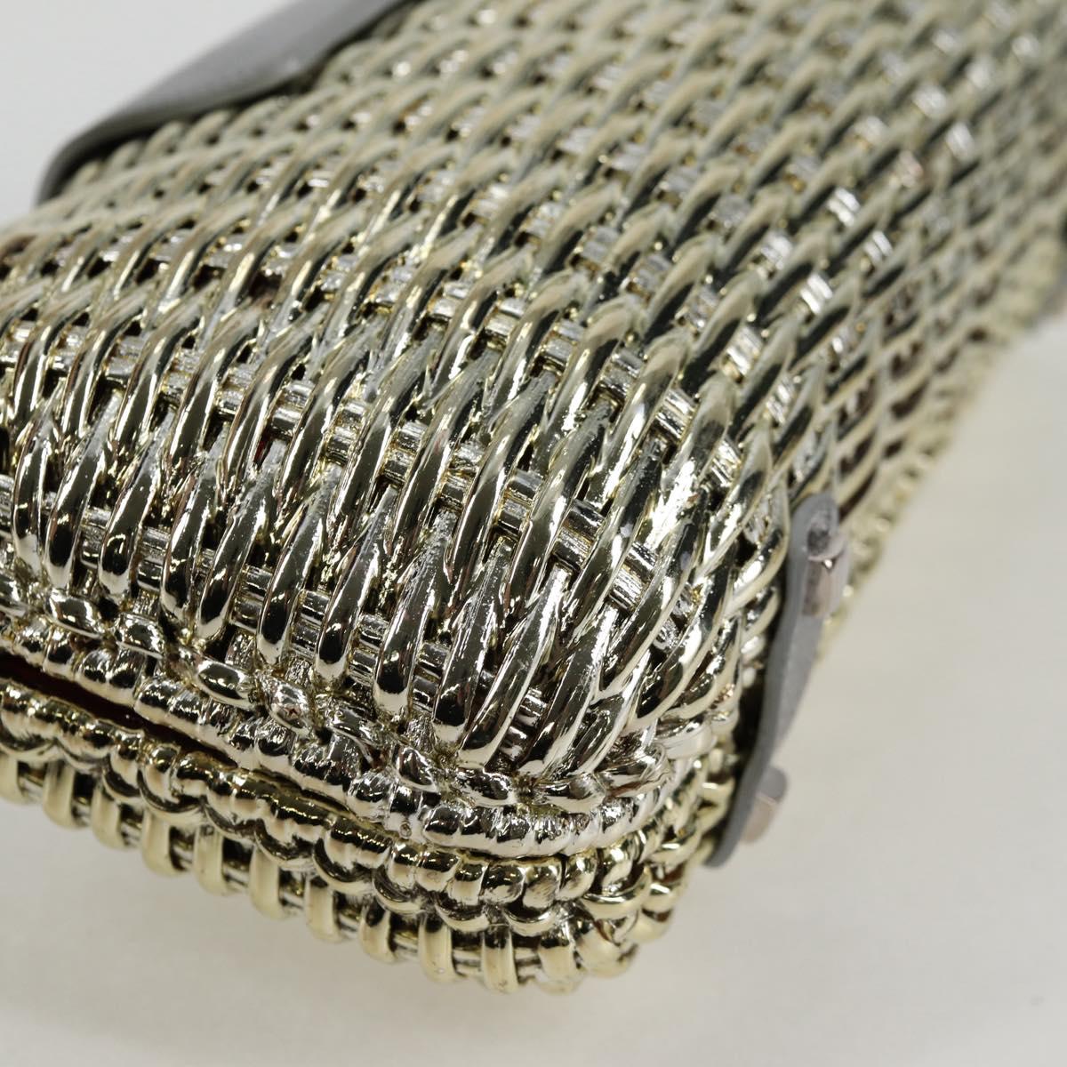 Salvatore Ferragamo Gancini Hand Bag Rattan Gold Auth 137497V