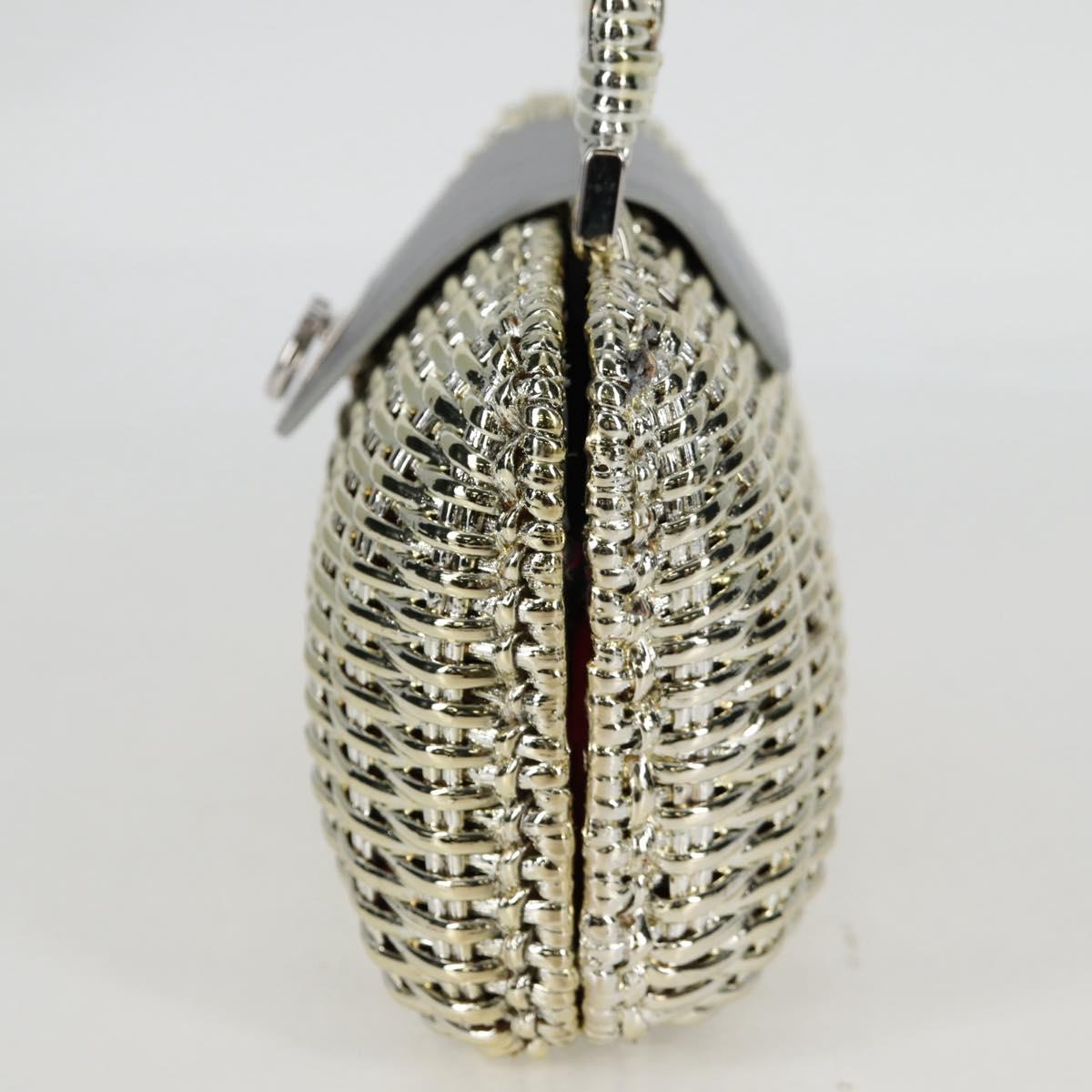 Salvatore Ferragamo Gancini Hand Bag Rattan Gold Auth 137497V