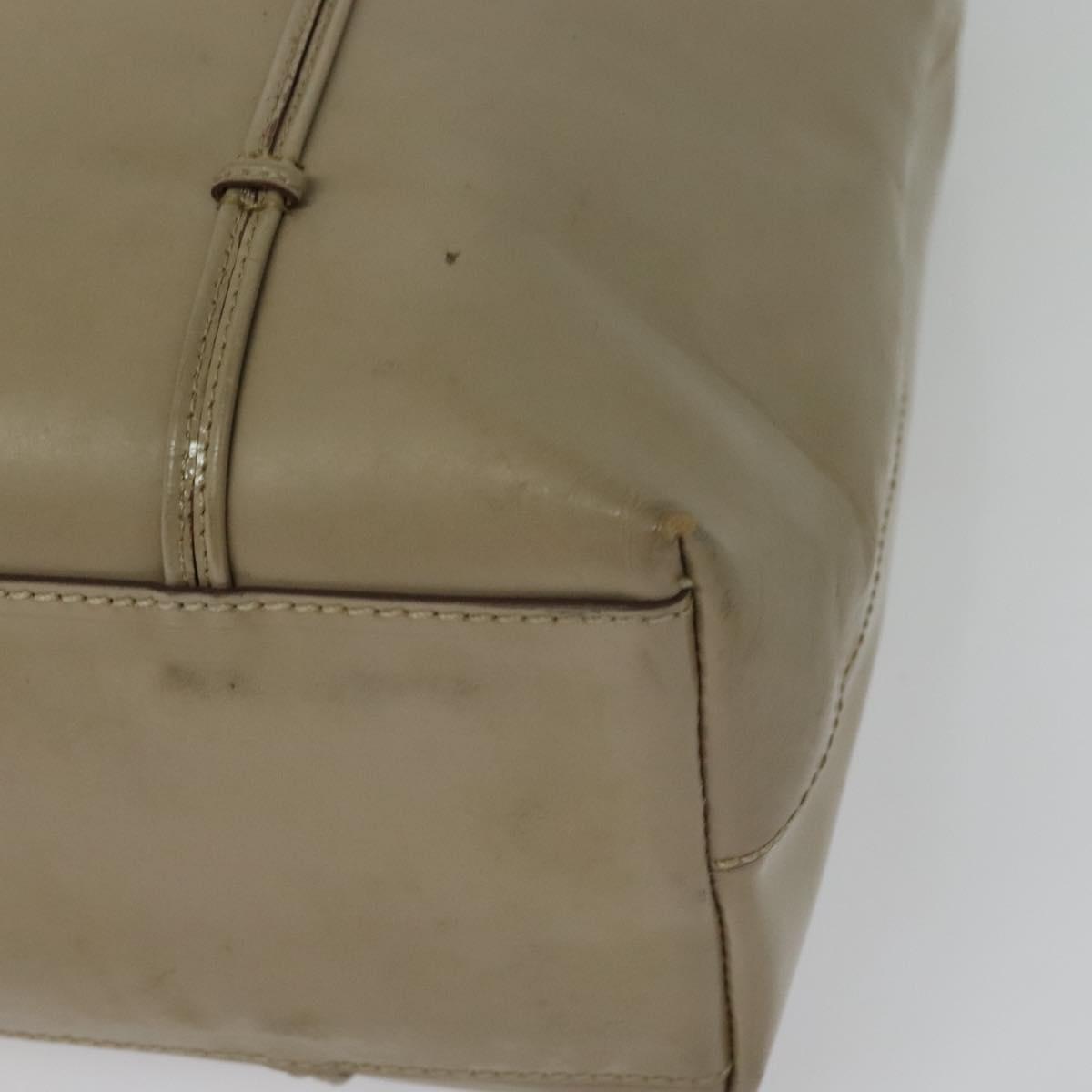 PRADA Hand Bag Patent leather Beige Auth 137502