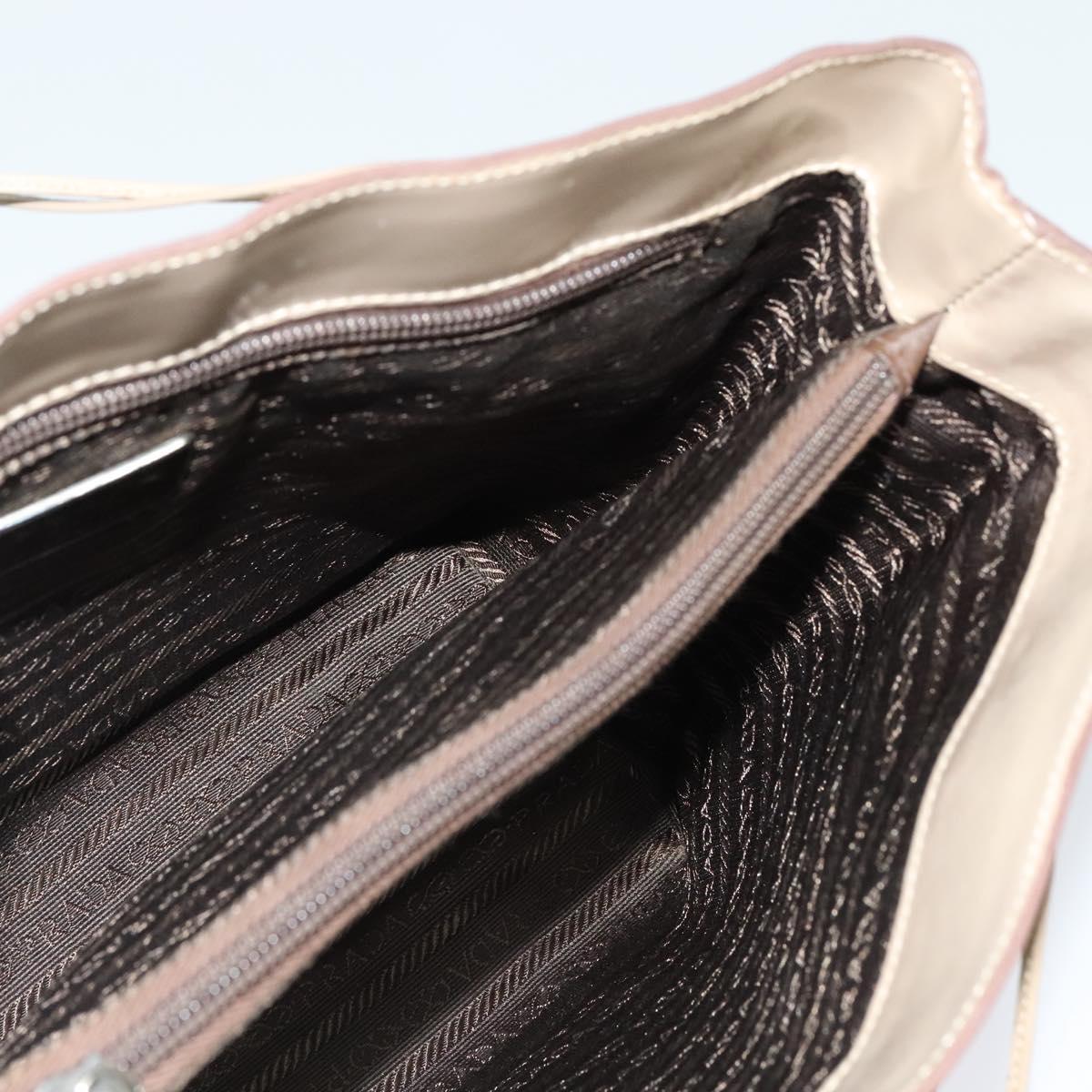 PRADA Hand Bag Patent leather Beige Auth 137502