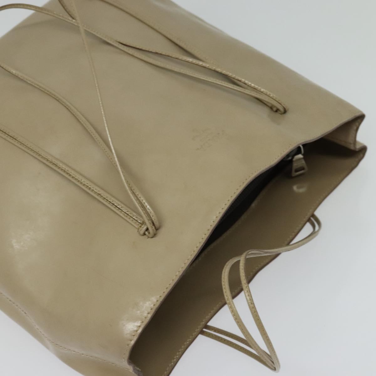 PRADA Hand Bag Patent leather Beige Auth 137502
