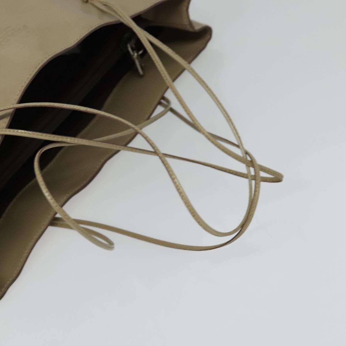 PRADA Hand Bag Patent leather Beige Auth 137502