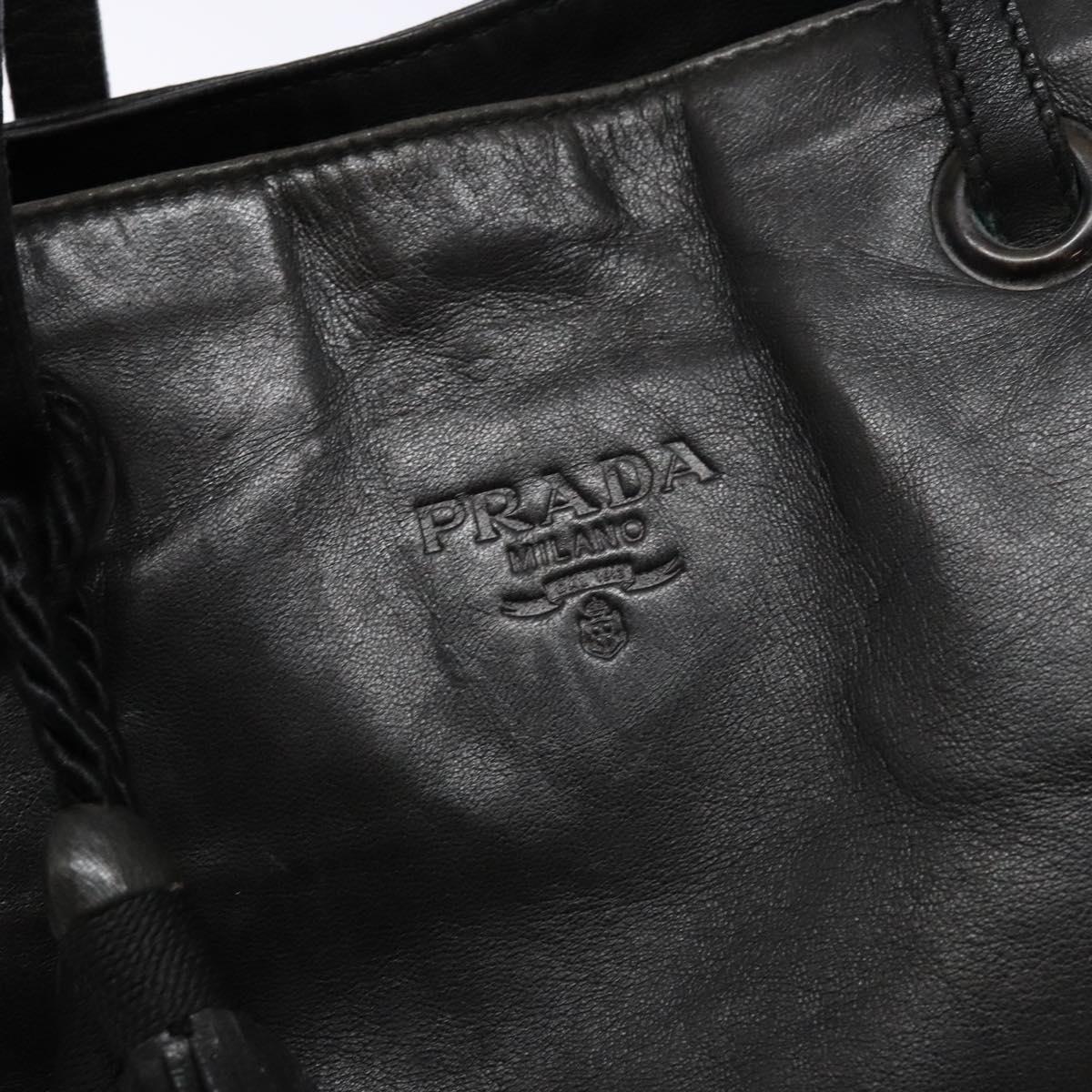 PRADA Hand Bag Leather Black Auth 137503