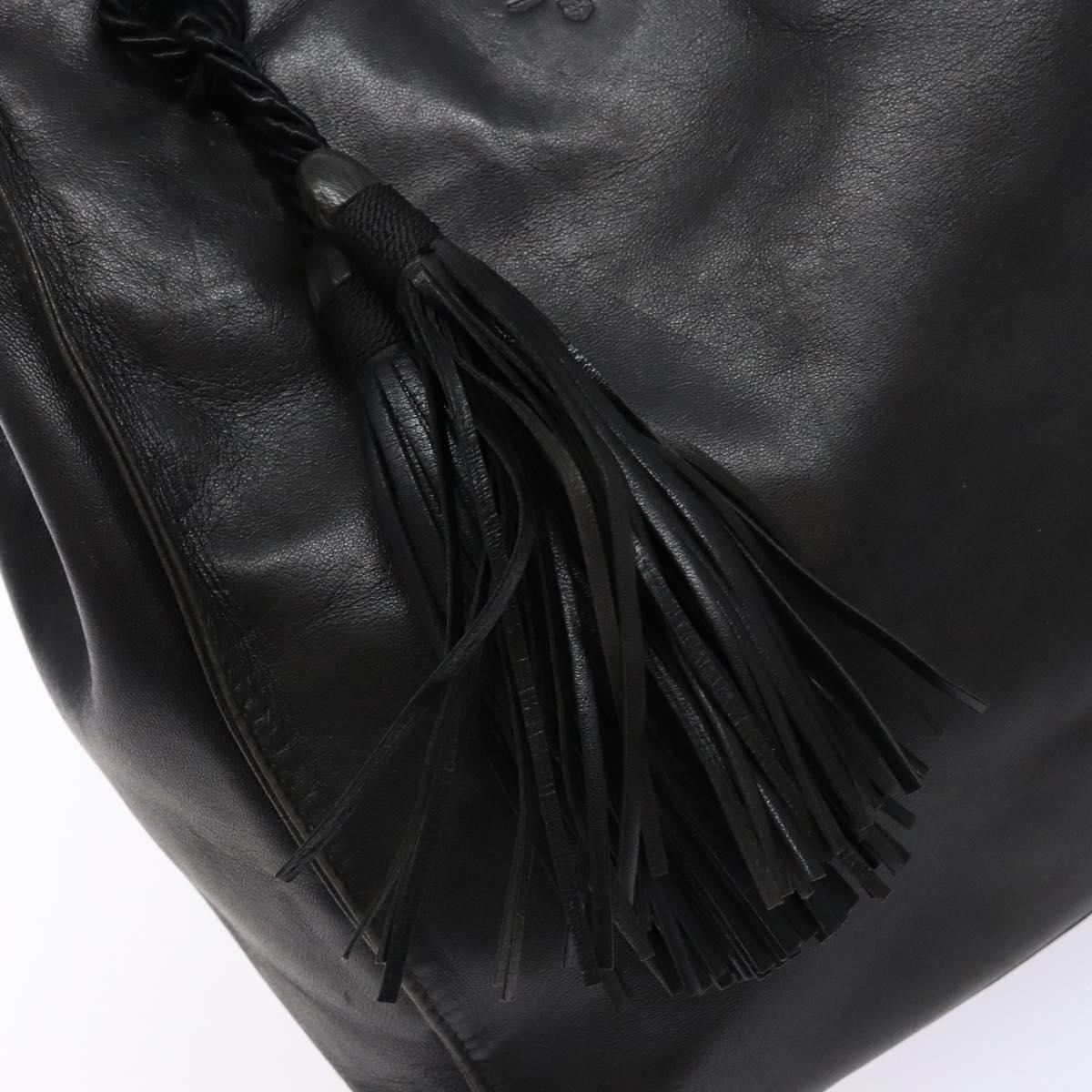 PRADA Hand Bag Leather Black Auth 137503