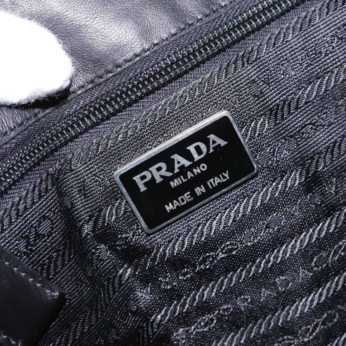PRADA Hand Bag Leather Black Auth 137503