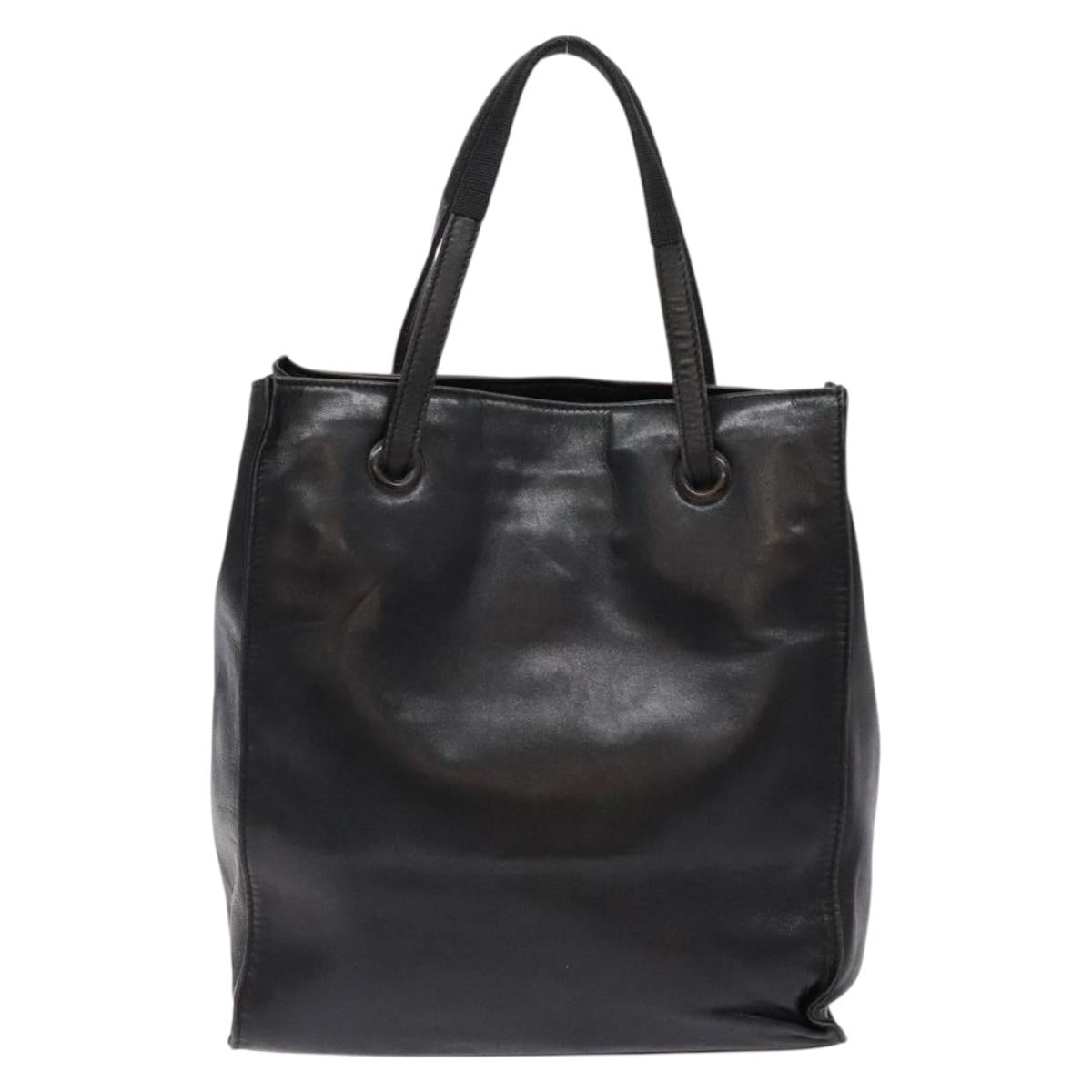 PRADA Hand Bag Leather Black Auth 137503