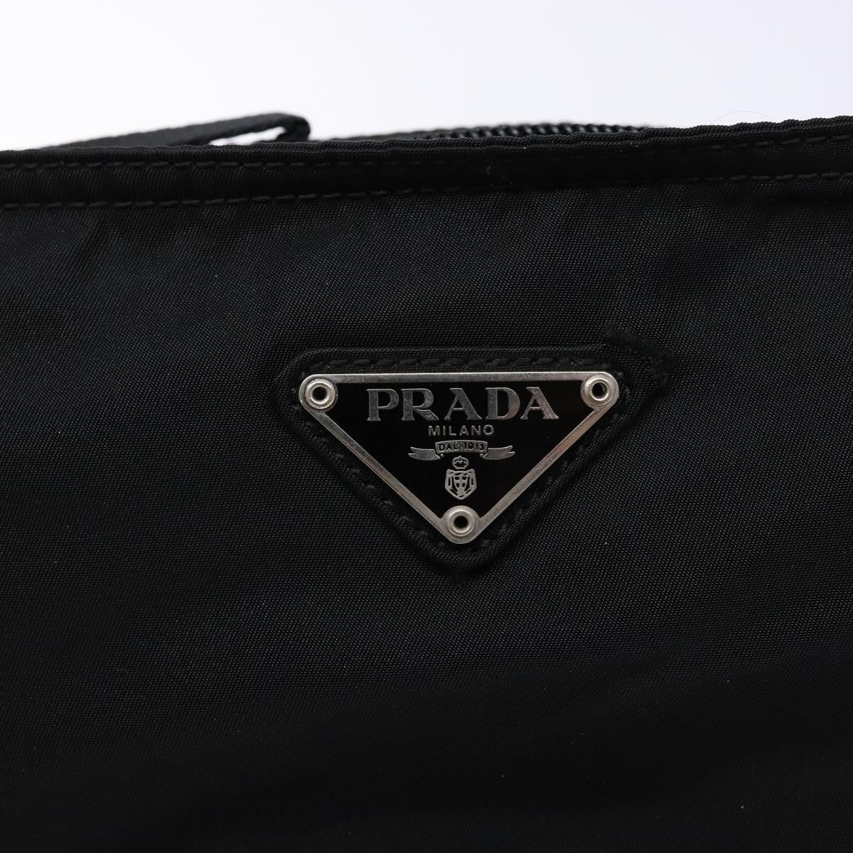 PRADA Shoulder Bag Nylon Black Silver Auth 137512