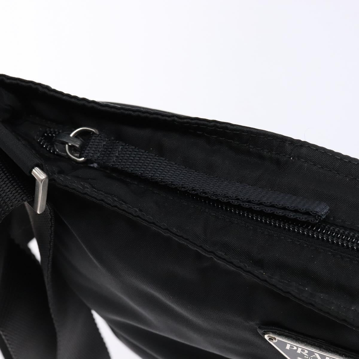 PRADA Shoulder Bag Nylon Black Silver Auth 137512