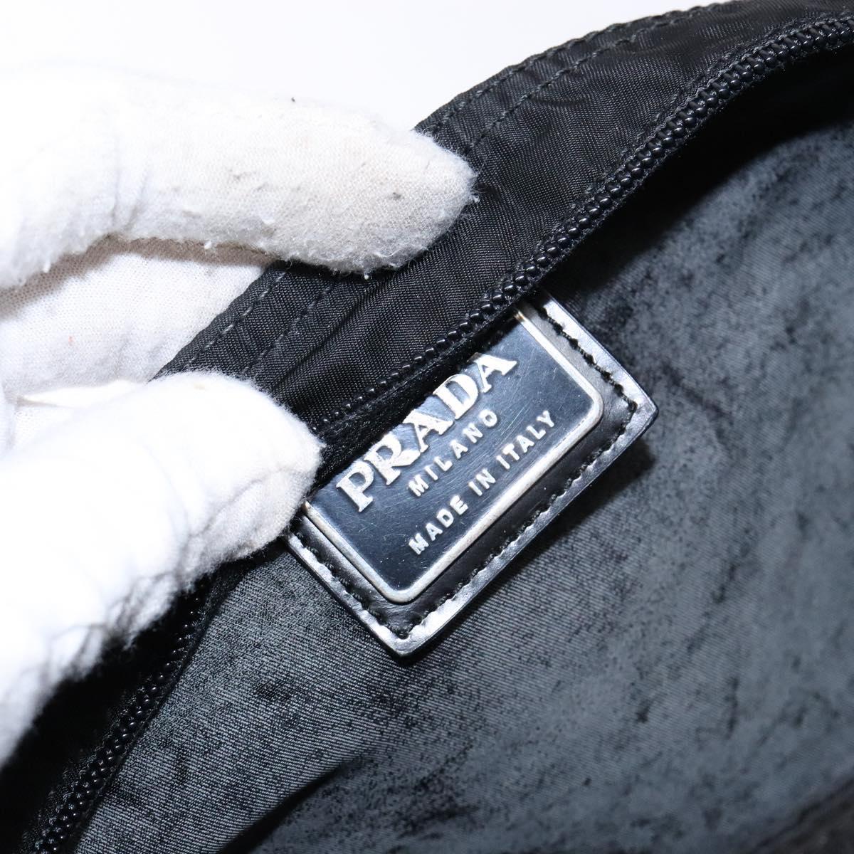 PRADA Shoulder Bag Nylon Black Silver Auth 137512