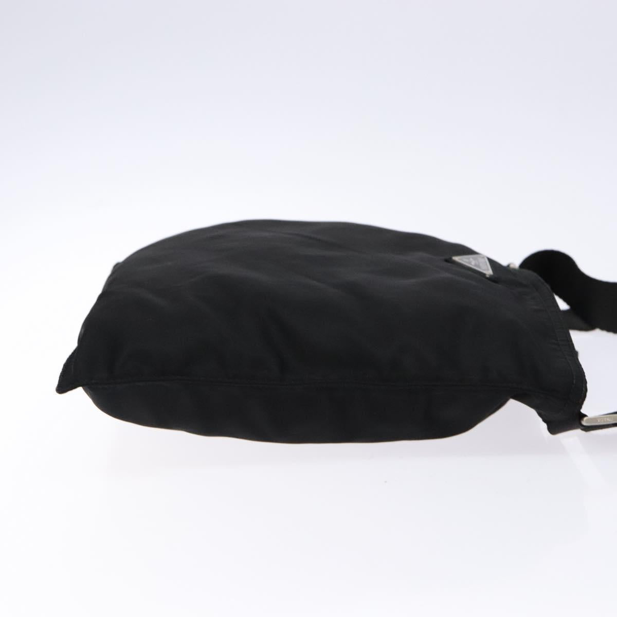 PRADA Shoulder Bag Nylon Black Silver Auth 137512