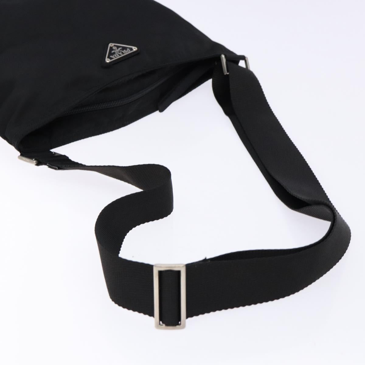 PRADA Shoulder Bag Nylon Black Silver Auth 137512
