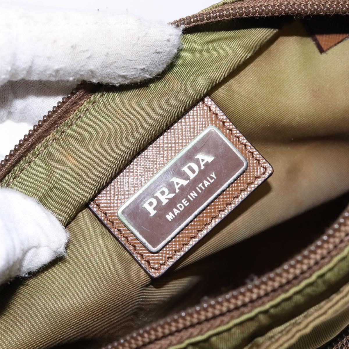 PRADA Shoulder Bag Nylon Brown Silver Auth 137514