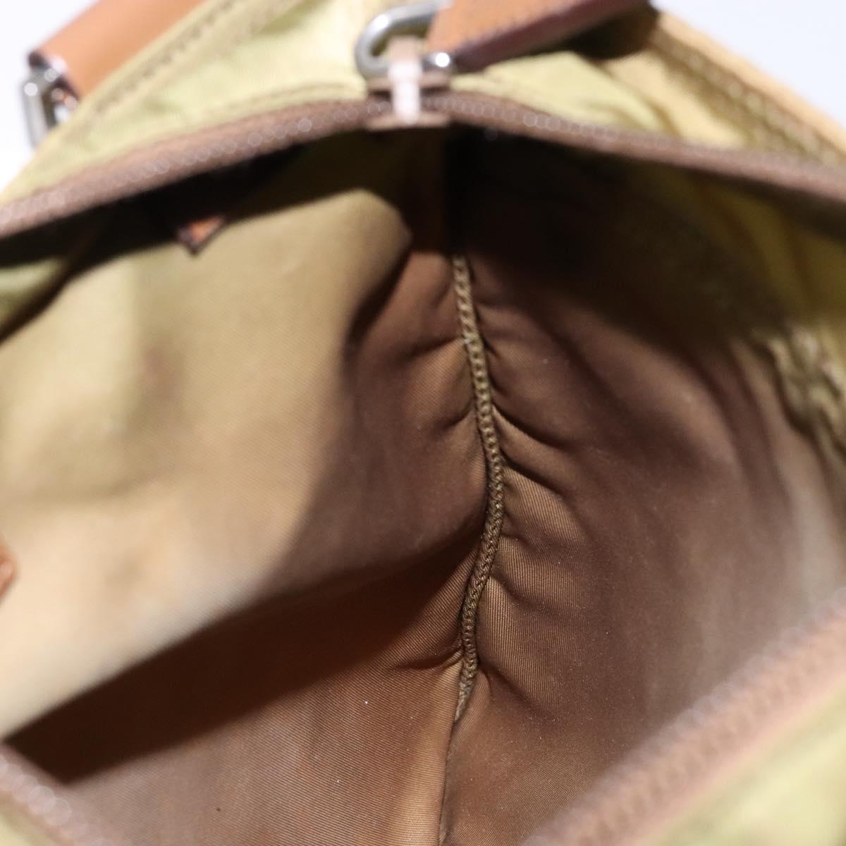 PRADA Shoulder Bag Nylon Brown Silver Auth 137514