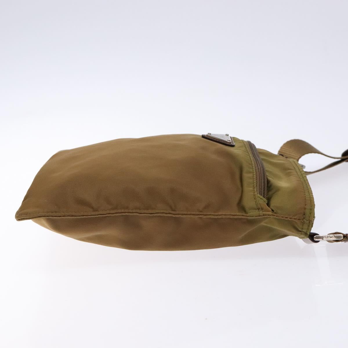 PRADA Shoulder Bag Nylon Brown Silver Auth 137514
