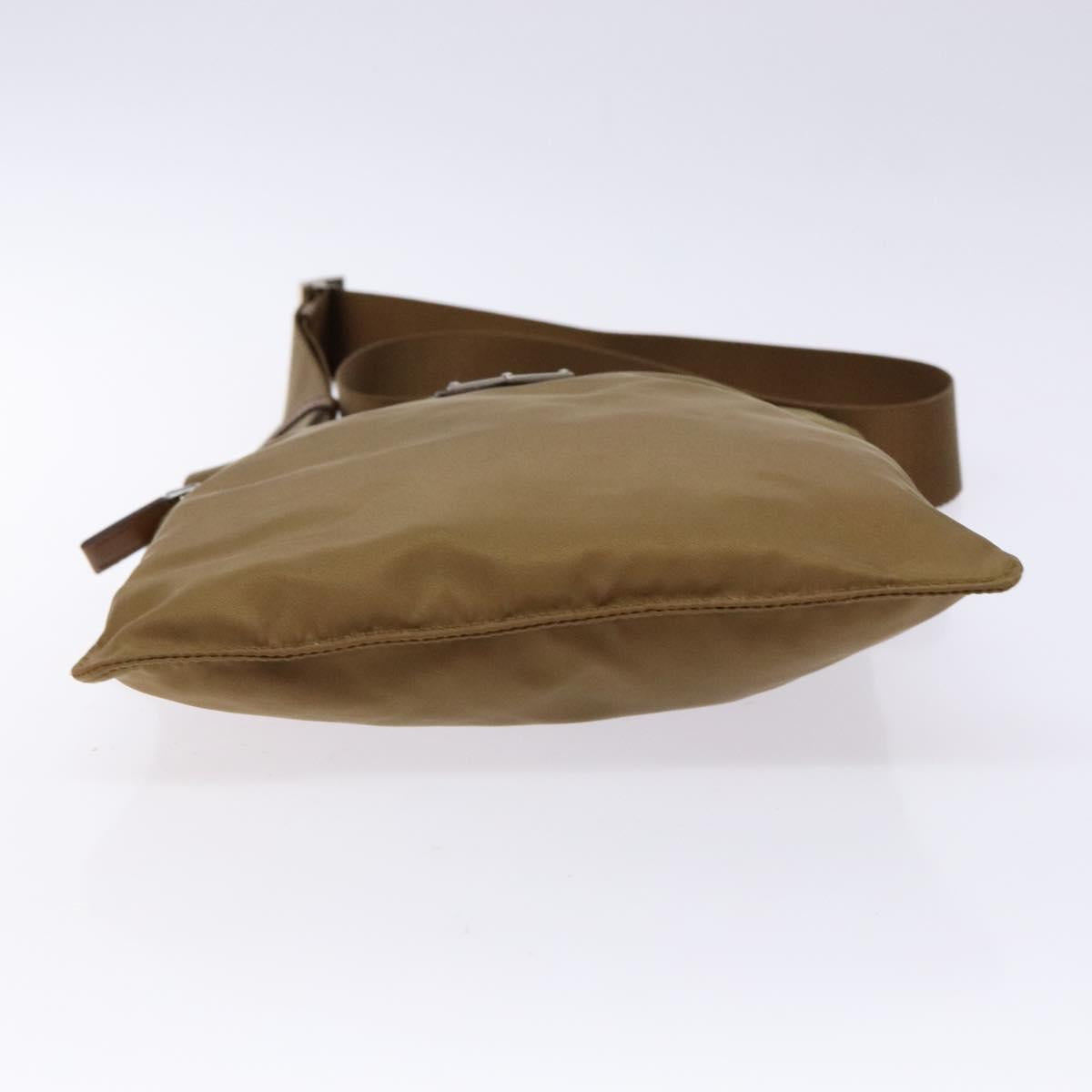 PRADA Shoulder Bag Nylon Brown Silver Auth 137514