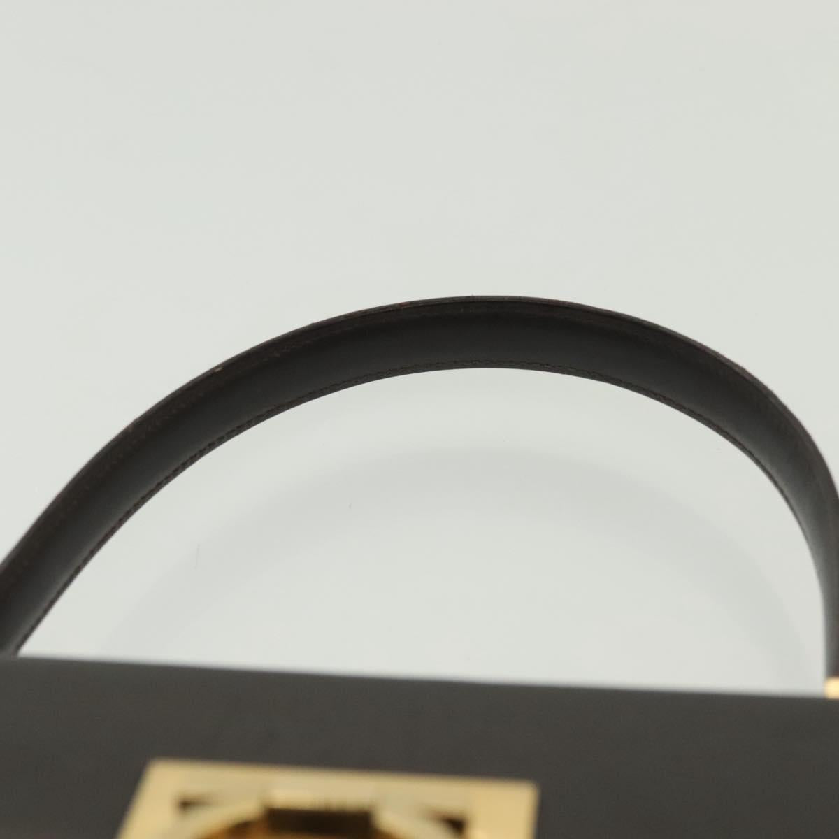 Salvatore Ferragamo Gancini Hand Bag Leather Black Gold Auth 137516