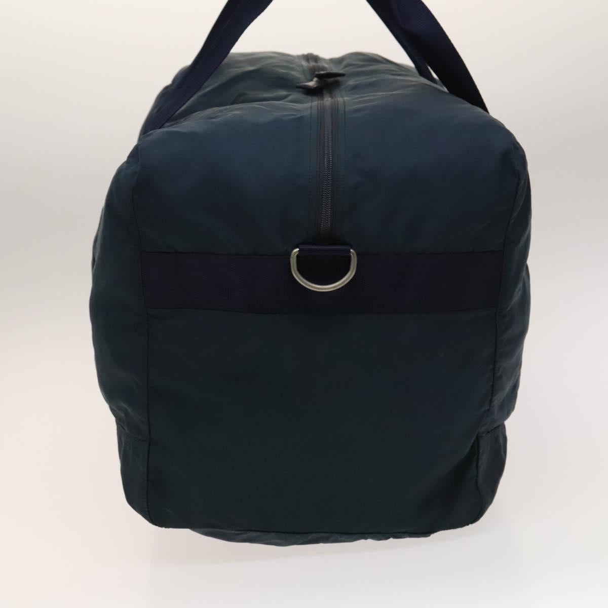 PRADA Boston Bag Nylon Navy Silver Auth 137548