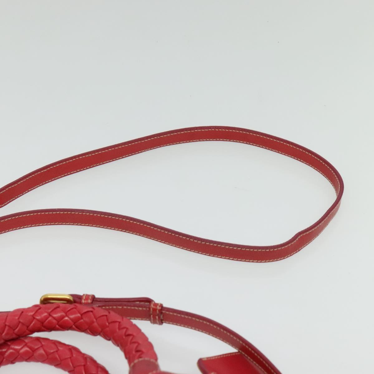 PRADA Gathered Hand Bag Nylon 2way Pink Gold Auth 137550