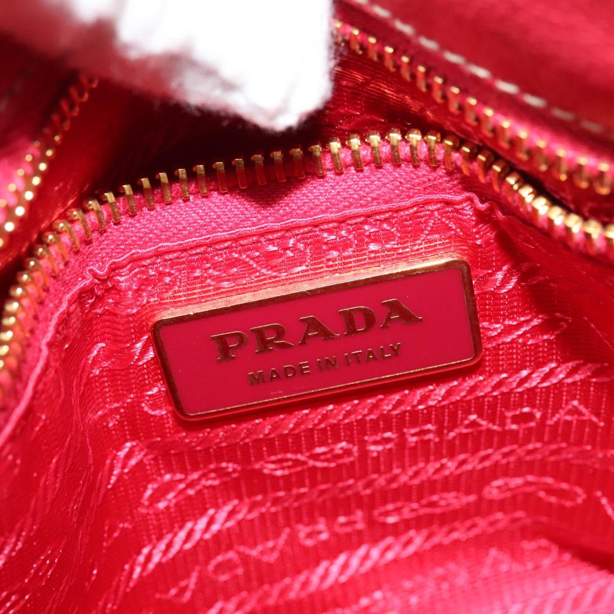 PRADA Gathered Hand Bag Nylon 2way Pink Gold Auth 137550