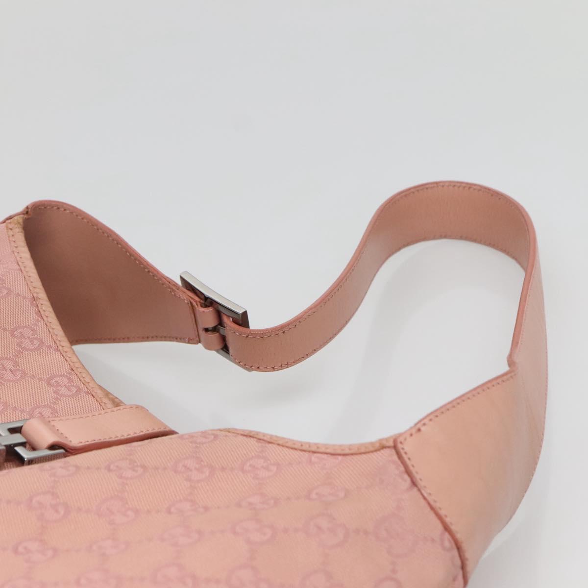 GUCCI GG Canvas Jackie Shoulder Bag Pink Silver 001 3346 3444 Auth 137563