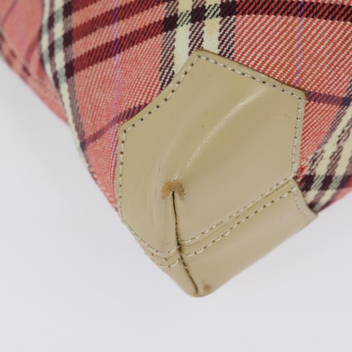 BURBERRY Nova Check Blue Label Shoulder Bag Canvas Leather Pink Auth 137567