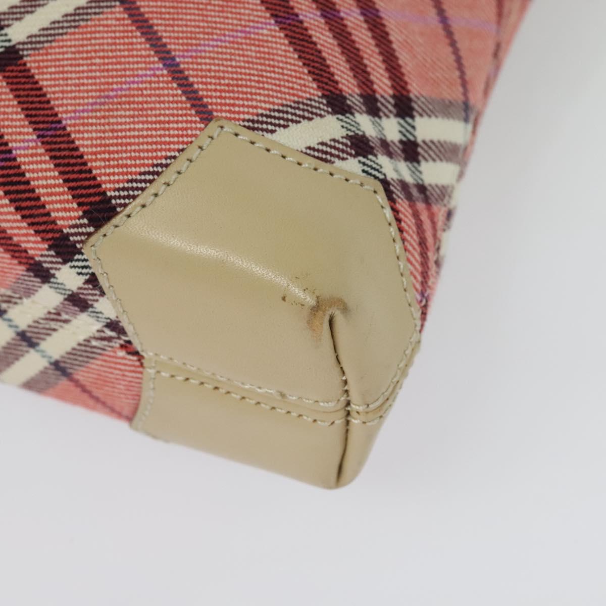 BURBERRY Nova Check Blue Label Shoulder Bag Canvas Leather Pink Auth 137567