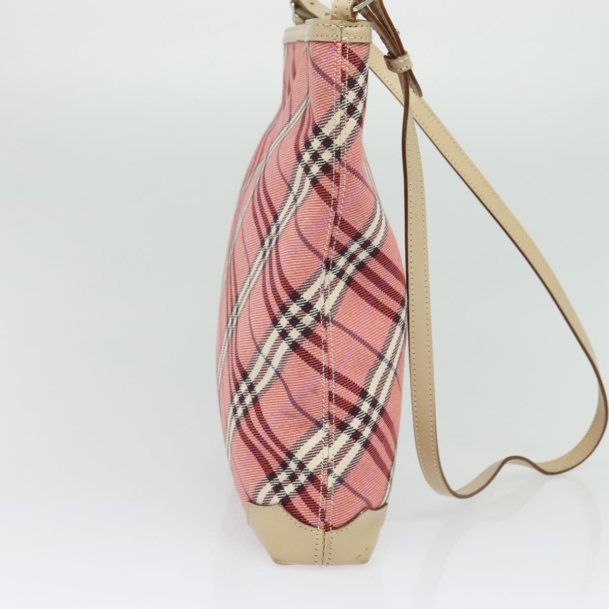 BURBERRY Nova Check Blue Label Shoulder Bag Canvas Leather Pink Auth 137567