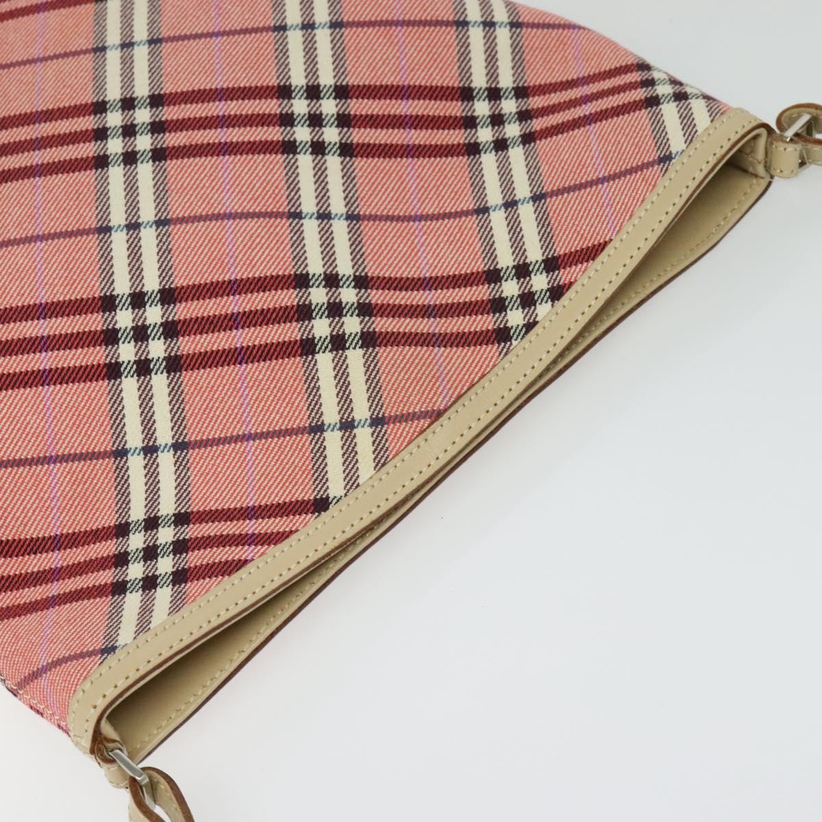 BURBERRY Nova Check Blue Label Shoulder Bag Canvas Leather Pink Auth 137567