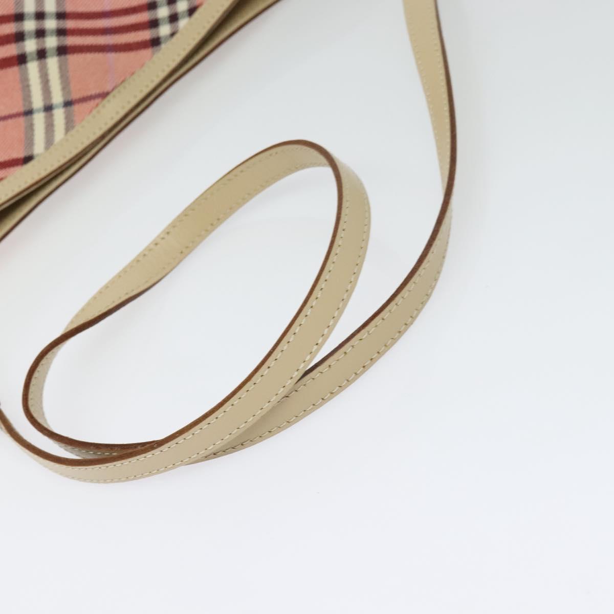 BURBERRY Nova Check Blue Label Shoulder Bag Canvas Leather Pink Auth 137567