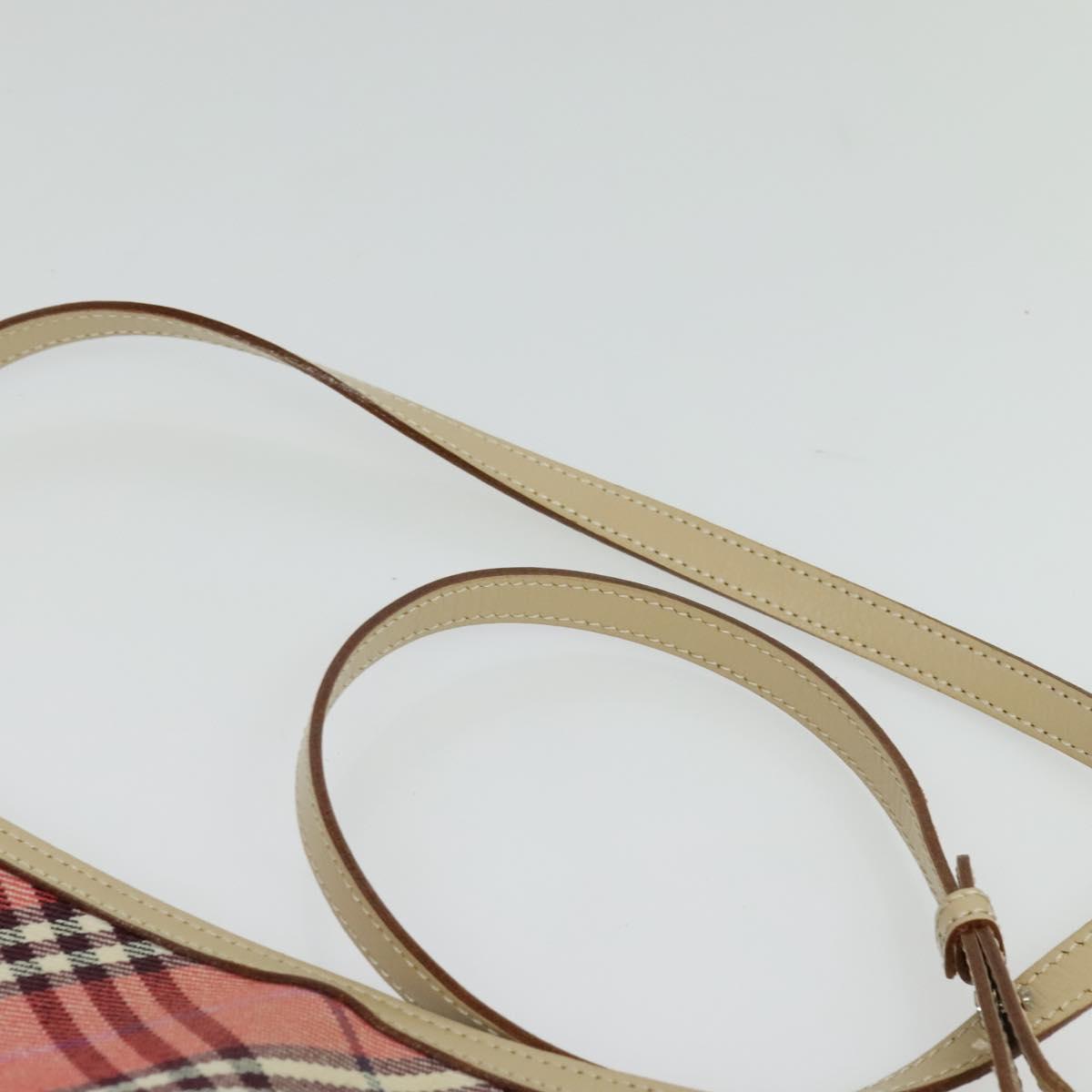 BURBERRY Nova Check Blue Label Shoulder Bag Canvas Leather Pink Auth 137567