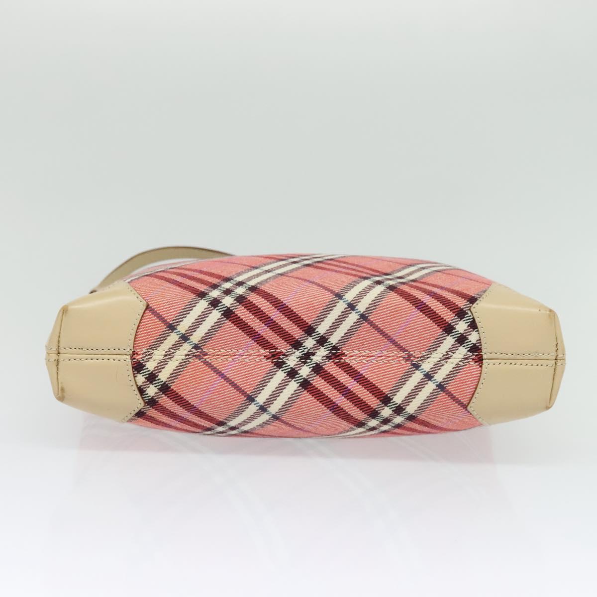 BURBERRY Nova Check Blue Label Shoulder Bag Canvas Leather Pink Auth 137567