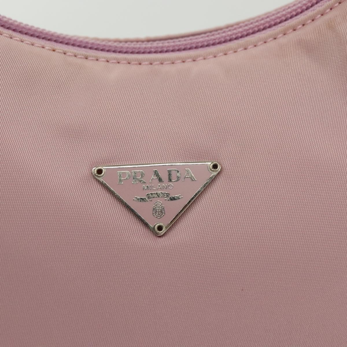 PRADA Accessory Pouch Nylon Pink Silver Auth 137568