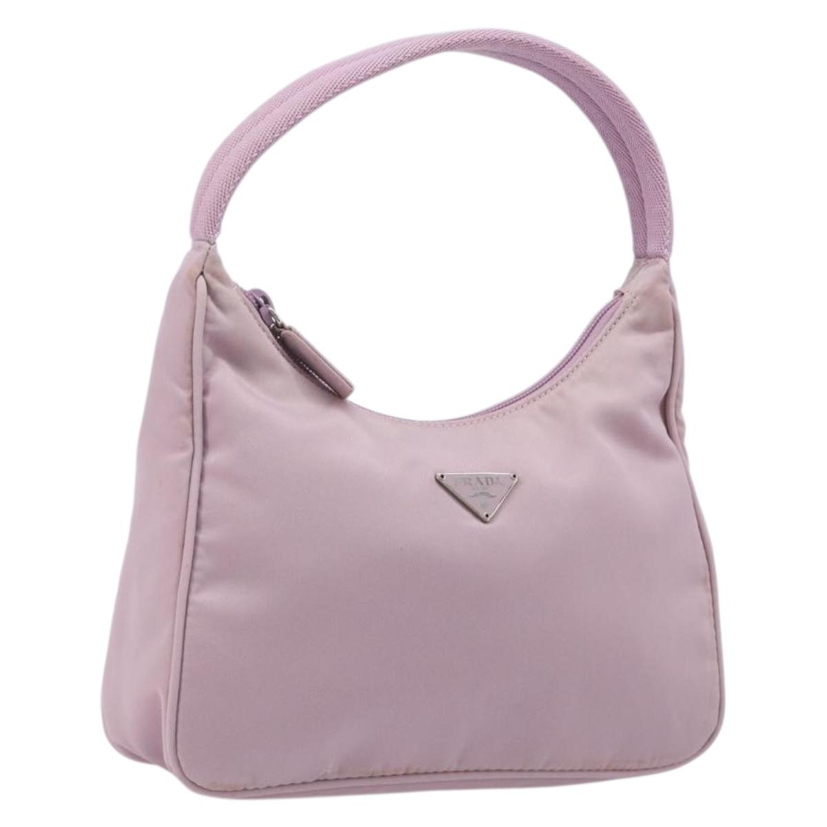 PRADA Accessory Pouch Nylon Pink Silver Auth 137568