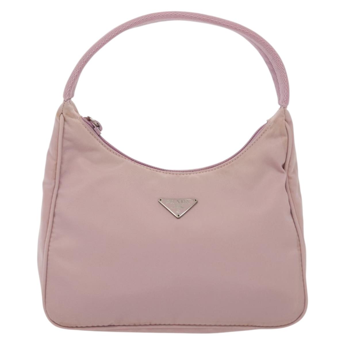 PRADA Accessory Pouch Nylon Pink Silver Auth 137568