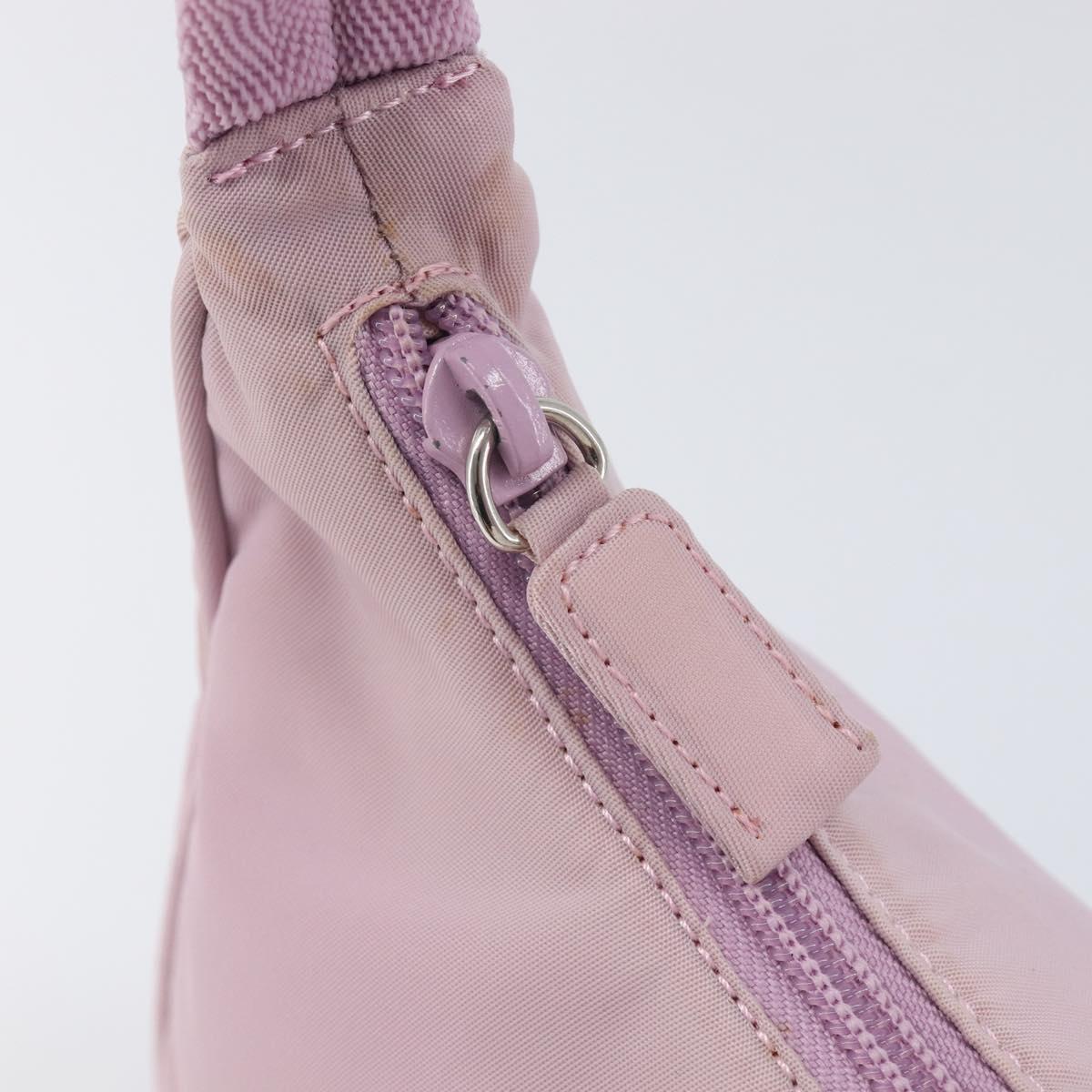PRADA Accessory Pouch Nylon Pink Silver Auth 137568