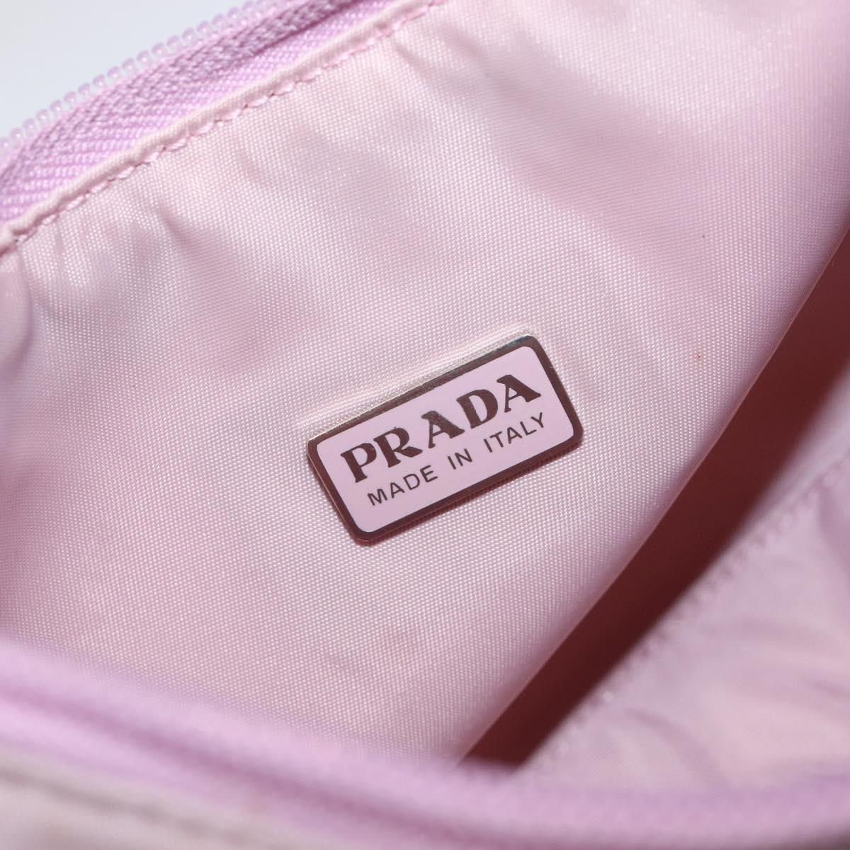 PRADA Accessory Pouch Nylon Pink Silver Auth 137568