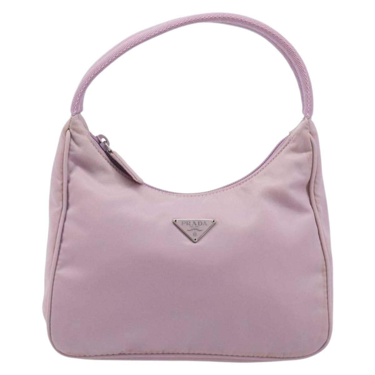 PRADA Accessory Pouch Nylon Pink Silver Auth 137568