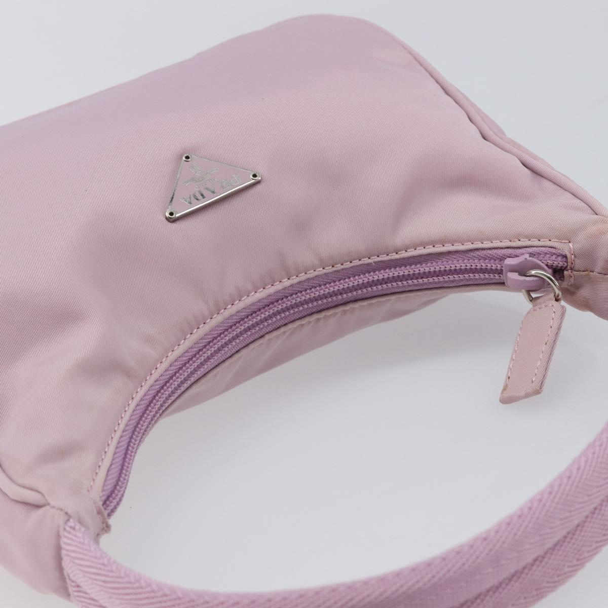 PRADA Accessory Pouch Nylon Pink Silver Auth 137568