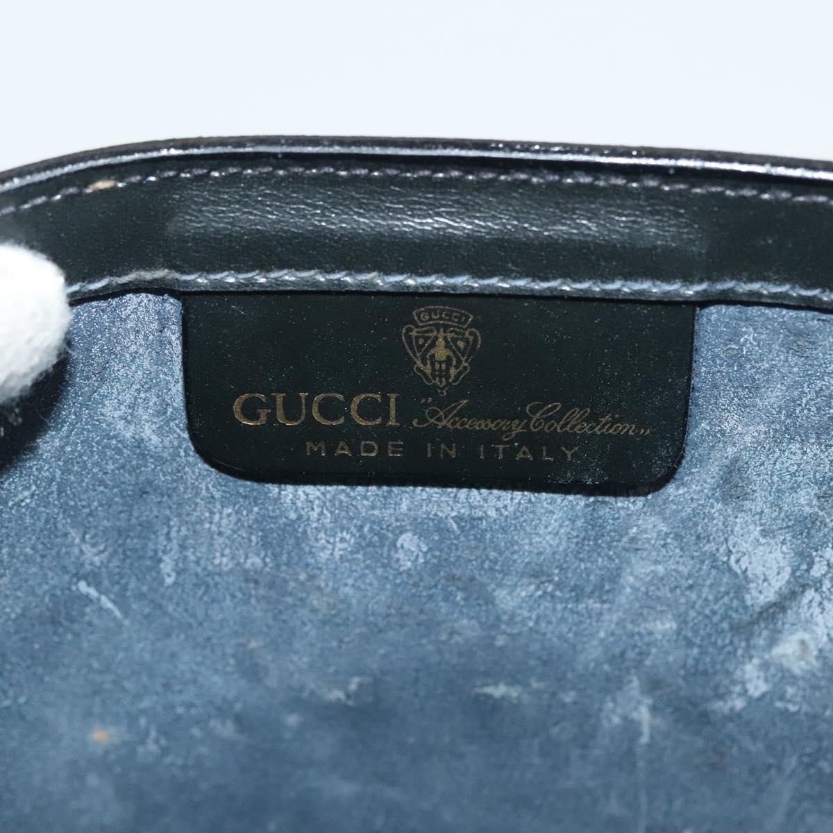 GUCCI Sherry Line Clutch Bag Suede Navy Red gold Auth 137579